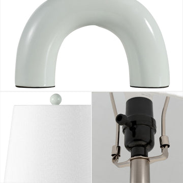 Zadie 17.75" Scandinavian Minimalist Ceramic Arch LED Table Lamp - JONATHAN Y